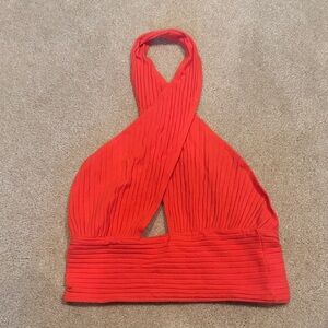 Callahan Red Ribbed Crop Top